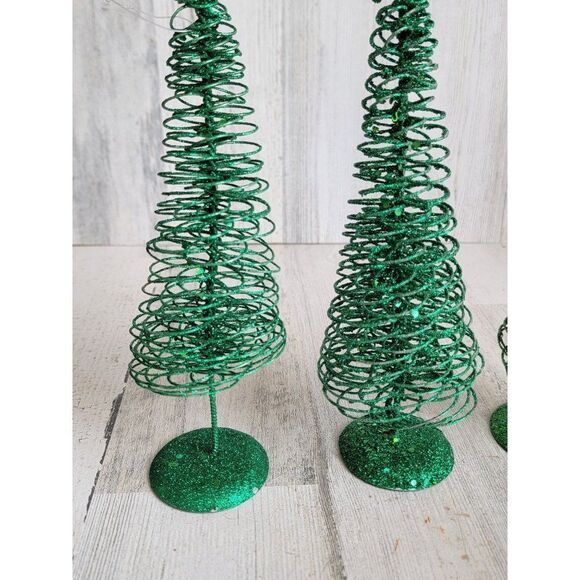 Glitter green star pine tree xmas Home decor metal - Picture 4 of 9